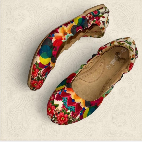 Desigual Floral canvas Ballet Flats size 10 - Picture 1 of 3